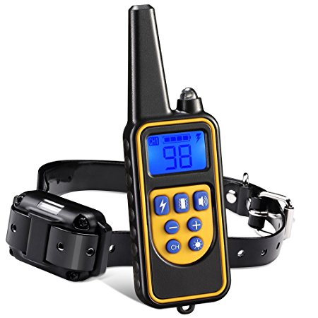 Wiscky Dog Training Collar, 880 Yards Small Medium Large Pet Training Dog Collars with Remote, Waterproof Rechargeable with Beep/Vibration/Electric Shock Bark Collar