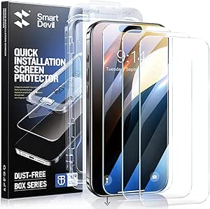 SmartDevil 3 Pack Screen Protector for iPhone 16 Pro Max (6.9 Inch) Tempered Glass, HD Clear Film, Easy Installation, Dust-Free & Bubble-Free