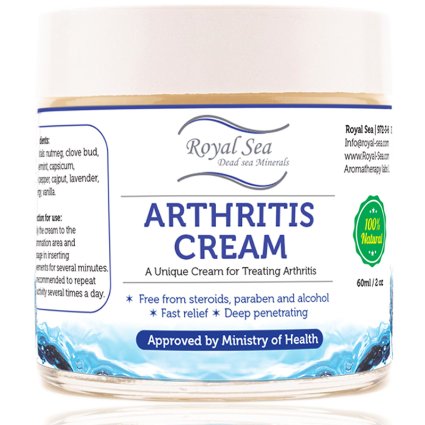 Royal Dead Sea Best Natural Arthritis Pain Relief Cream [2.02oz] Therapy for Feet, Hand, Neck, Back, Shoulder, Hand, Knee, Foot, Toes , Joint, Inflammation Treatment . Pure Dead Sea Minerals and Unique Plants Extracts. Arthritis Cream