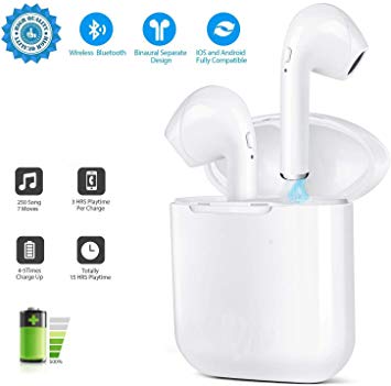 Henaci Bluetooth Headphones 5.0 in-ear Wireless Headphones Mini Wireless Earphones Earbuds with Mic, Noise Cancelling 3D Surround Bluetooth Headsets with Charging Case for All Smartphones