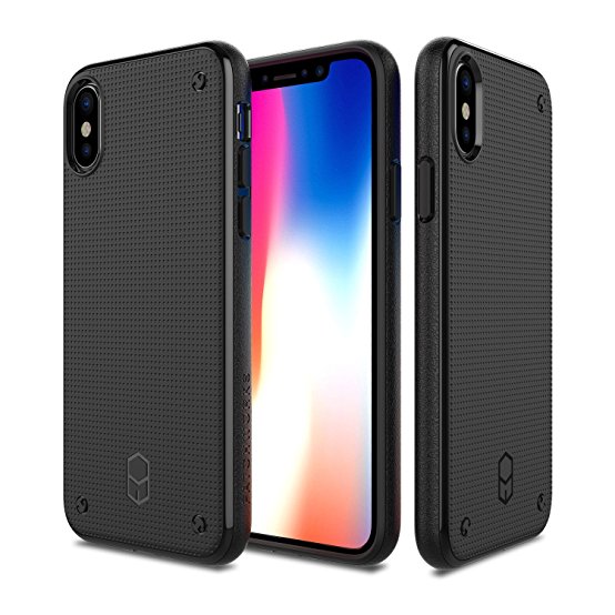 iPhone X Case, Patchworks Flexguard Series in Black Soft Flexible Anti Slip Extreme Corner Impact Protection With PORON XRD