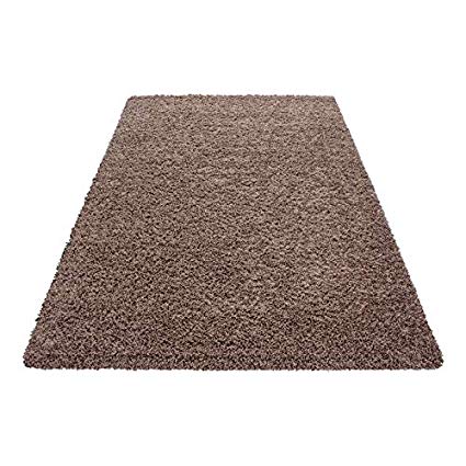 SMALL - EXTRA LARGE SIZE THICK MODERN PLAIN NON SHED SOFT SHAGGY RUGS CARPETS RECTANGLE & ROUND CARPETS COLORS ANTHRACITE BEIGE BROWN CREAM GREEN GREY LIGHTGREY PURPLE RED TERRA NAVY RUGS, Size:200x290 cm, Color:Mocca