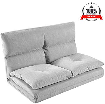 Fabric Floor Couch Lounge with 5 Adjustable Reclining Position, Foldable Japanese Floor Futon, Tatami Style Floor Sofa Bed for Sit Sleep Naps or Play