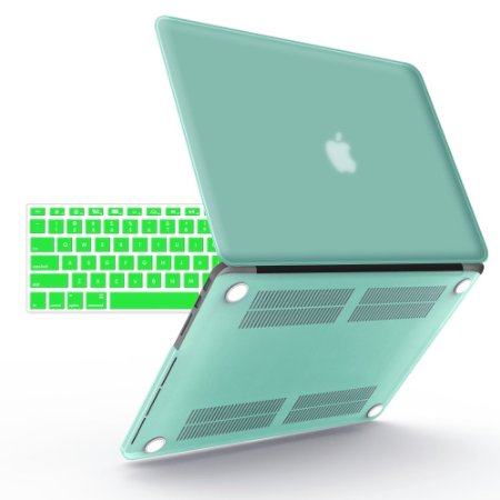 iBenzer - 2 in 1 Soft-Skin Smooth Finish Soft-Touch Plastic Hard Case Cover & Keyboard Cover for Macbook Pro 13.3'' with Retina display NO CD-ROM, Green MMP13R-GN 1