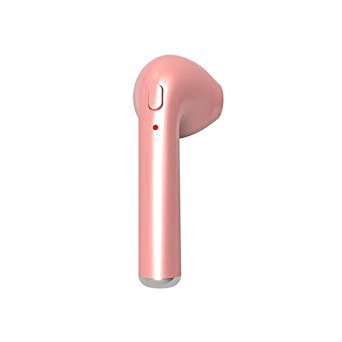 Single Bluetooth Earbud by Fidget Things: Wireless Headset Earphone Earpiece for iPhone 6 / 6s / 6s Plus / 7 / 7 Plus / X, Android, Samsung, Galaxy (Rose Gold, Right Ear)