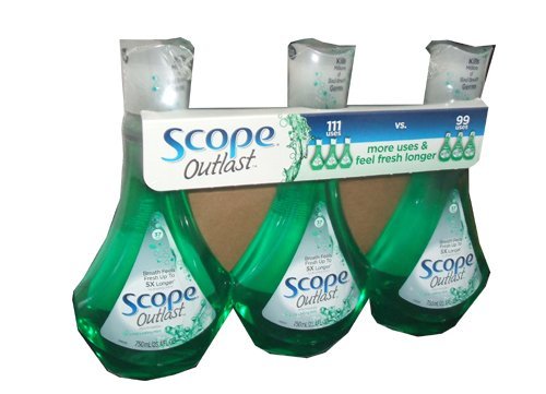 Scope Outlast Mouthwash Long Lasting Mint Flavor 750 mL Bottle (Pack of 3)
