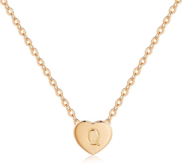 CDE Tiny Gold Initial Heart Necklace 925 Sterling Silver Pendant Rose Gold Plated Personalized Letter Heart Choker Necklace Jewelry Gift for Women