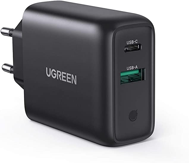 UGREEN USB C Ladegerät 36W Dual Port USB C Netzteil PD 3.0 & QC 3.0 kompatibel mit iPhone 12, 12 Mini, 12 Pro, 12 Pro Max, iPhone 11, 11 Pro, SE, iPad Pro 2020, MacBook Air, Galaxy S10 usw. (Schwarz)