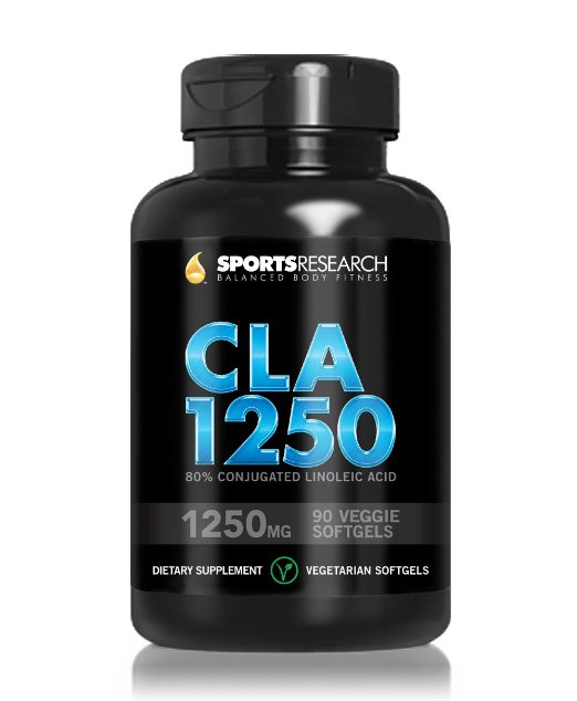 CLA 1250 Highest Potency 90 Veggie Softgel Capsules Vegan Safe non-GMO and Gluten Free Natural Weightloss Supplement - Made in USA