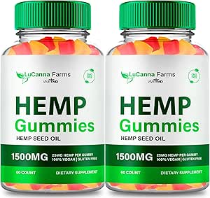 LuCanna Farms Hemp Gummies with Hemp Seeds Organic, LuCana Farms Gummies with Hemp Oil - Extra Strength 1500MG, Lu Canna All Natural Gummys for Sleep and Overall Wellness, Lu Cana Reviews (2 Pack)