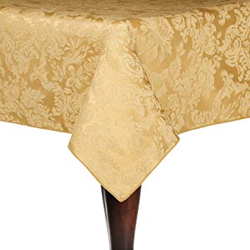 Ultimate Textile -2 Pack- Miranda 60 x 144-Inch Rectangular Damask Tablecloth - Jacquard Weave, Dijon Gold
