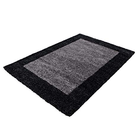 Shaggy carpets for living rooms, dining rooms or guest rooms with various colors such as black, brown, cream, green, red, mocha, purple, turquoise with 3 cm pile height and the carpets with OEKOTEX certified 1503, Size:240x340 cm, Color:Anthracite