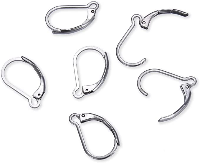 100pcs Adabele 304 Grade Surgical Stainless Steel Hypoallergenic Interchangeable Earring Hooks Leverback Earwire 17mm Long for Earrings Making SJF260