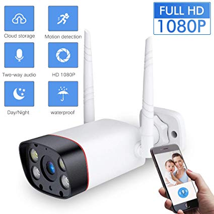 SDETER WiFi Outdoor Security Camera, 1080P Colorful Night Vision CCTV Camera, Two-Way Audio, Motion Detection, Wireless 2.4G IP Waterproof Surveillance System