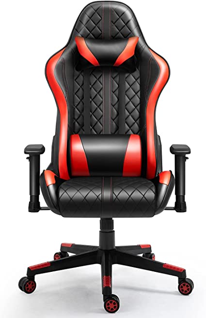 AMINITURE Gaming Chairs High Back Ergonomic Office Chair Racing Video Game Chair with Adjustable Armrests Headrest and Lumbar Pillow E-Sports Chair (Red&Black)