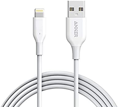 Anker PowerLine Lightning (6ft) Apple MFi Certified Durable Lightning Cable/Charger Cord, for iPhone 11 / 11 Pro / 11 Pro Max / XS / XS Max / XR / X / 8 / 7 / 6s / Plus, iPad mini / Air, iPod (White)