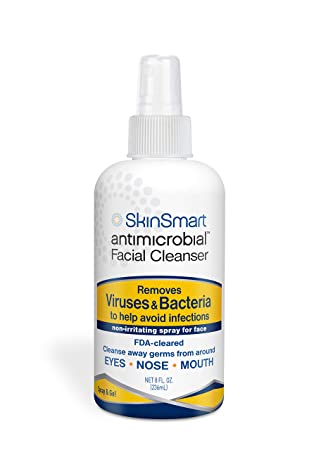 SkinSmart Facial Cleanser Spray to Remove Viruses and Bacteria Around Eyes, Nose and Mouth, Fight Maskne, 8 oz Spray Non-Irritating Hypochlorous Spray