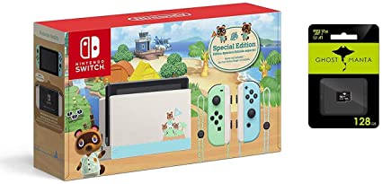 Nintendo Switch with Pastel Green and Blue Joy-Con Console - Animal Crossing: New Horizons Edition - Family Christmas Holiday - 6.2" Touchscreen LCD Display, 128GB MicroSD Card