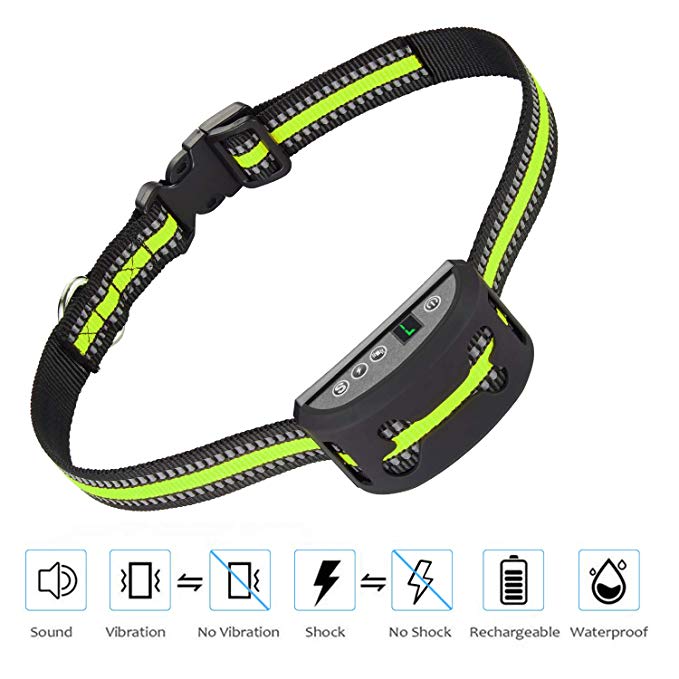 iWings Shock Collar for Dogs Upgraded Smart Detection Module with Triple Anti Barking Modes Collar: Beep/Vibration/Shock for Small, Medium, Large Dogs Breeds,Waterproof with Green Strap