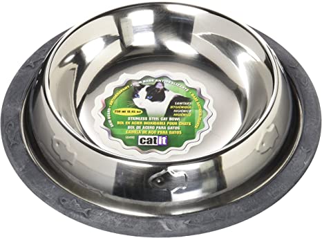 Catit Stainless Steel Non-Spill Cat Dish, Small, 8.4-Ounce, 4-2/7-Inch