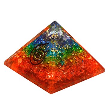 Jet International Chakra Rainbow Orgone Pyramid Booklet Therapy Gemstones