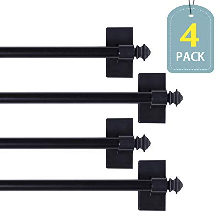 H.VERSAILTEX Adjustable Appliance Square Finials Magnetic Rods Suitable for Any Steel Surface, 16 to 28 Inch, 1/2 Inch Diameter, Black, 4 Packs