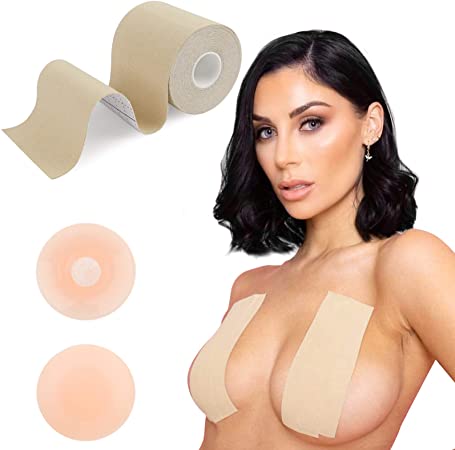 Udaily Body Tape Push Up Tape Breast Lift Tape, Provide Lifting & Push up Strong Support Waterproof for Swimming,Fit for Any Tape of Clothing and A-E Cup…