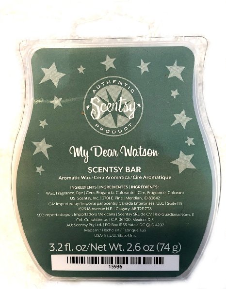 Scentsy My Dear Watson Wickless Candle Tart Warmer Wax, 3.2 fl oz