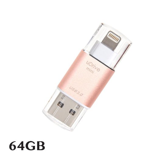 [Apple MFi Certified] USB 3.0 Flash Drive for iPhone iPad, GMYLE Mini External Storage Memory Expansion USB Stick with Lightning Connector (64GB) (Rose Gold)