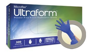 Microflex UF524M Ultraform Powder Free Nitrile Glove Size Medium Box of 300