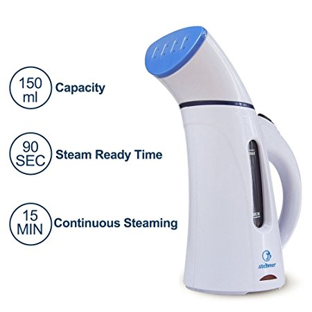 Jcotton 150ml Portable Fabric Steamer Travel Steam Iron Textile and Clothing Steamer Iron for Home, Office, Dormitory and Travel with Travel Pouch (White-B)