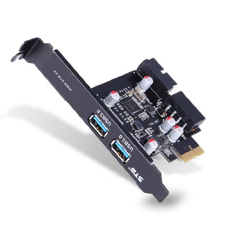 Sunshine-tipway Pci-e to USB 30 2 Port Express Card with 2 USB 30 Ports 20-pin Connector and 5v 4 Pin Power Connector 2 port usb 30