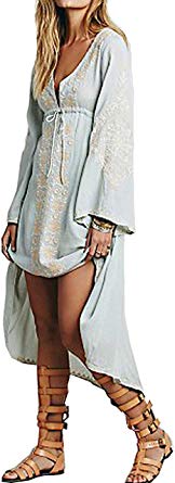 R.Vivimos Womens Cotton Embroidered High Low Long Dresses