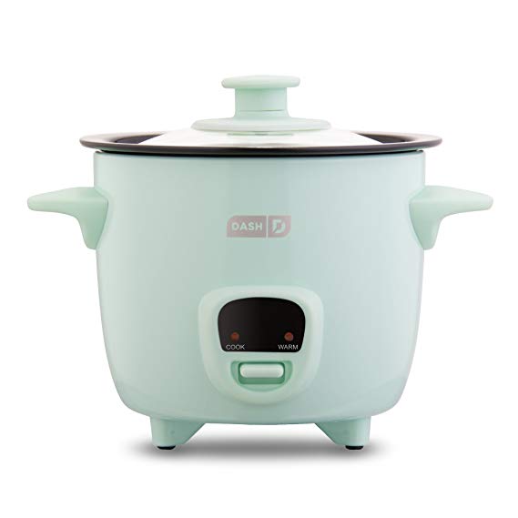 Dash DRCM200GBAQ04 Mini Rice Cooker Steamer with Removable Nonstick Pot, Keep Warm Function & Recipe Guide, 2 Cups, for Soups, Stews, Grains & Oatmeal, Aqua