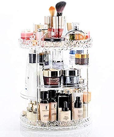 Cq acrylic 360 Degree Rotating Makeup Organizer,Adjustable Multi-Function Cosmetic Storage Box Make Up Display Stand,7 Layers with Large Capacity,Fits Different Types of Cosmetics and Accessories