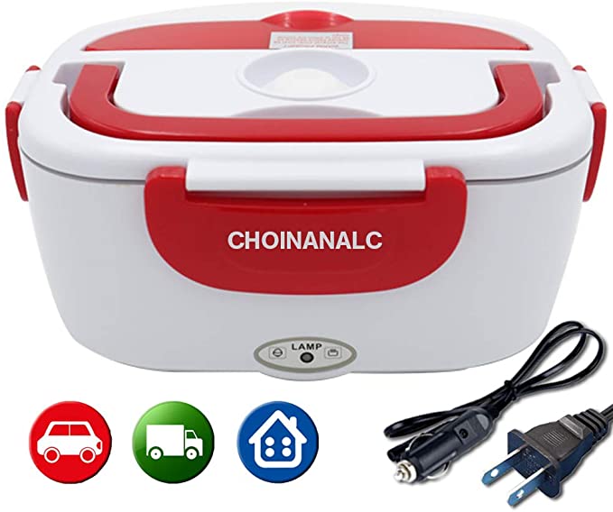 CHOINANALC Electric Lunch Box, 12V & 110V 40W Removable Food-Grade Stainless Steel Container Portable Food Warmer Heater for Car Truck Home Work Use
