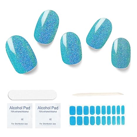 Semi Cured Gel Nail Strips, 20 pcs Gel Nail Stikers, Gel Nail Wraps Semi Cured, Salon-Quality, 2 Weeks Long Lasting