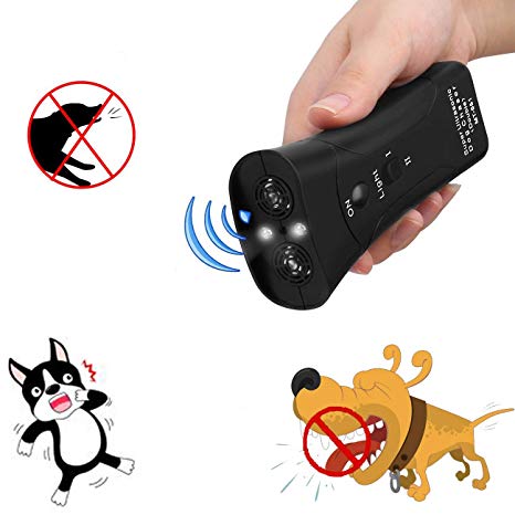 Goglor Handheld Ultrasonic Dog Bark Stopper Dog Trainer Devices, 3 in 1 Dual Channel Pet Barking Control Deterrent Good Behavior Dog Training Tool with LED Flashlight, Effective Anti-Barking Tool