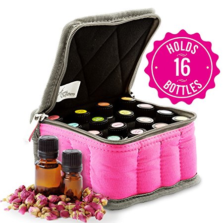 Essential Oil Carrying Case - Travel Organizer with Handle. Holds 16 Bottles. Small Storage Holder Bag is Best For Keeping Your Oils Safe. Adjustable Dividers Provide Versatility for 5ml - 15ml Vials.