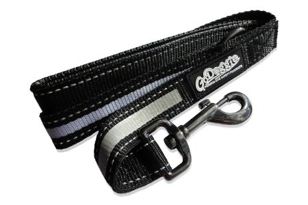 GoDoggie Reflective Dog Leash - Improved Visibility & Safety - NEW - Intro Offer - Reflective Stitching & Strips for Optimal Visibility, D-Ring, Padded Comfy Handle for Maximum Control, Innovative Design & Premium Quality