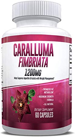 Pure Caralluma Fimbriata 1200mg Max Strength – Appetite Suppressant, Increase Fat Burn, Weight Loss Supplement, Non-Stim - for Men & Women - 1 Month