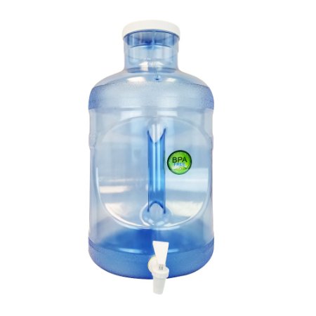For Your Water 5 Gallon Big Mouth with Valve Faucet BPA FREE FDA Approved Plastic Reusable Water Bottle Container Jug (Made in USA) 48MM Screw Cap 10.75"Diam. X 19.5"H - Blue