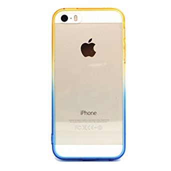 iPhone 5c Case,LUOLNH(R) iPhone 5c Cover Colorful Clear Shell Slim Case Translucent Impact Resistant Flexible TPU Soft Bumper Case Protective Shell for Apple iPhone 5c (Orange/Blue)