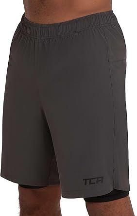 TCA Men's Ultra 2 in 1 Running Shorts with Inner Compression Short and Zip Pocket