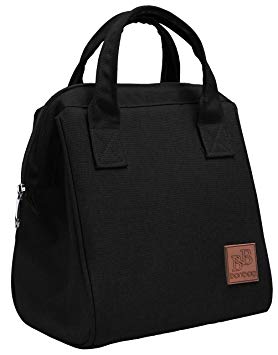 Adult Lunch Box Reusable Insulated Lunch Bag Foldable Large Cooler Tote Bag for Men Women Boys Girls Kids Children (Black)