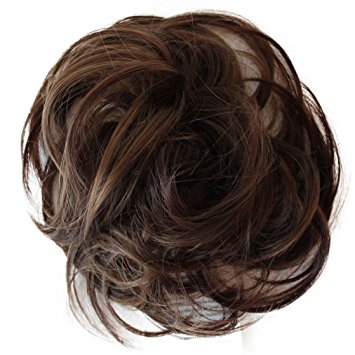 PRETTYSHOP Hairpiece Hair Rubber Scrunchie Scrunchy Updos VOLUMINOUS Curly Messy Bun Brown mix # 32AH12 G34B