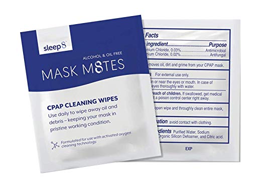 Mask M8tes, The Individually Sealed CPAP Wipes for Ozone Cleaning by Sleep8. Oil Free, Alcohol Free, & Travel Friendly.
