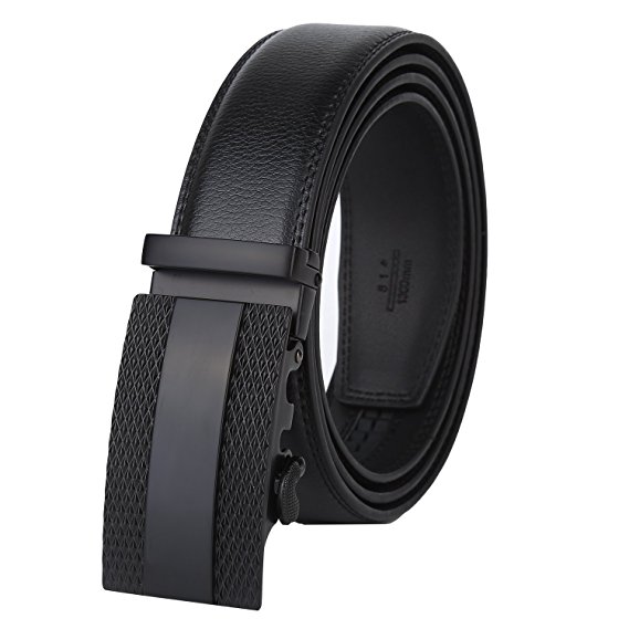 Dante Men's Leather Ratchet Dress Belt with Automatic Buckle