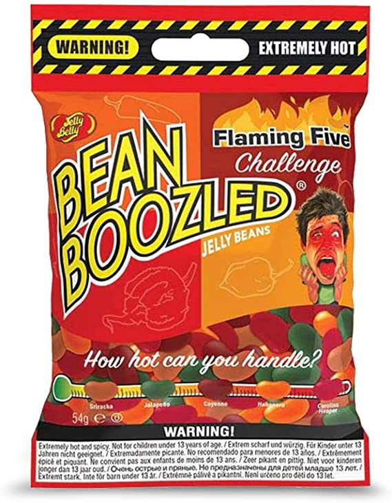 Jelly Belly Bean Boozled Flaming Five Bag - Extremely Hot Candy Beans - for Fun Filled Adult Parties, 54g (Pack of 1)