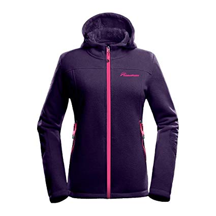 OutdoorMaster Women's Fleece Jacket - Waterproof & Stain Repellent, Ultra Soft Plush Lining & Optional Hoodie - Full-Zip